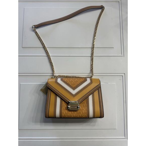 Michael Kors Whitney Medium Flap Chain Shoulder Bag Golden Rod Multi Nwts $598 - Picture 2 of 7